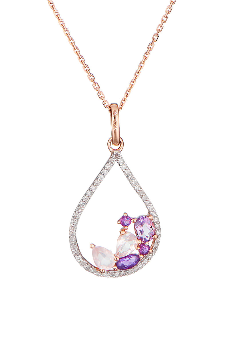 Pendentif "Lilas" D0,19/55 & Améthyste 0,31/4 & Rose Quartz 0,33/2