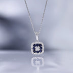 Pendentif "Volga" Diamants 0,03/8 & Saphir 0,58/8 - Or Blanc 375/1000