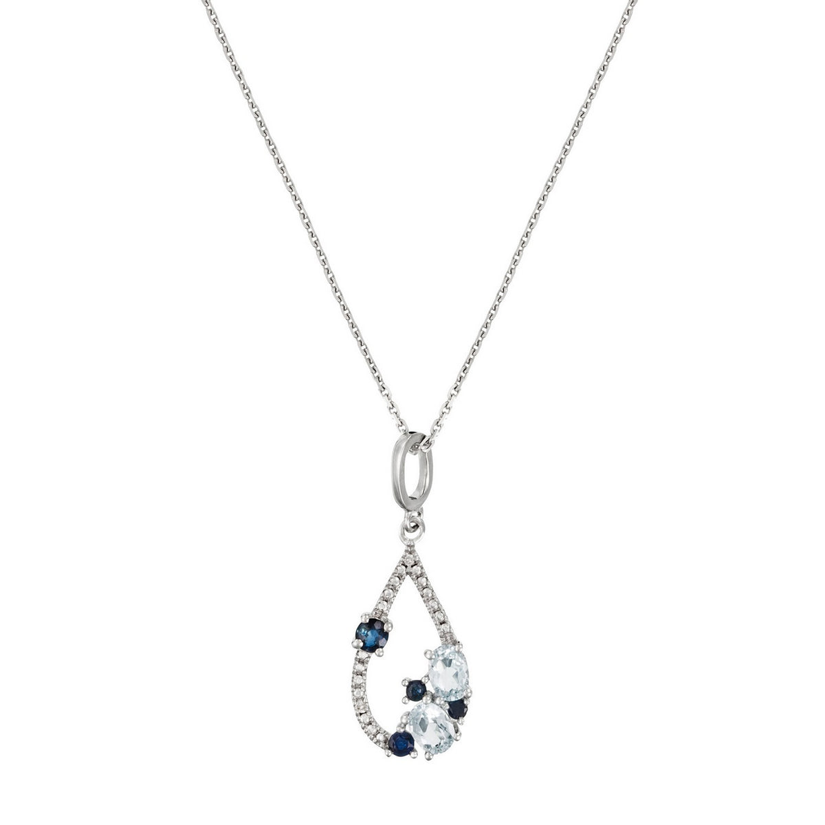 Pendente "Elisir di zaffiro" D0,01/2 e topazio blu 0,48/2 e zaffiro 0,25/4 - Oro bianco 375/1000