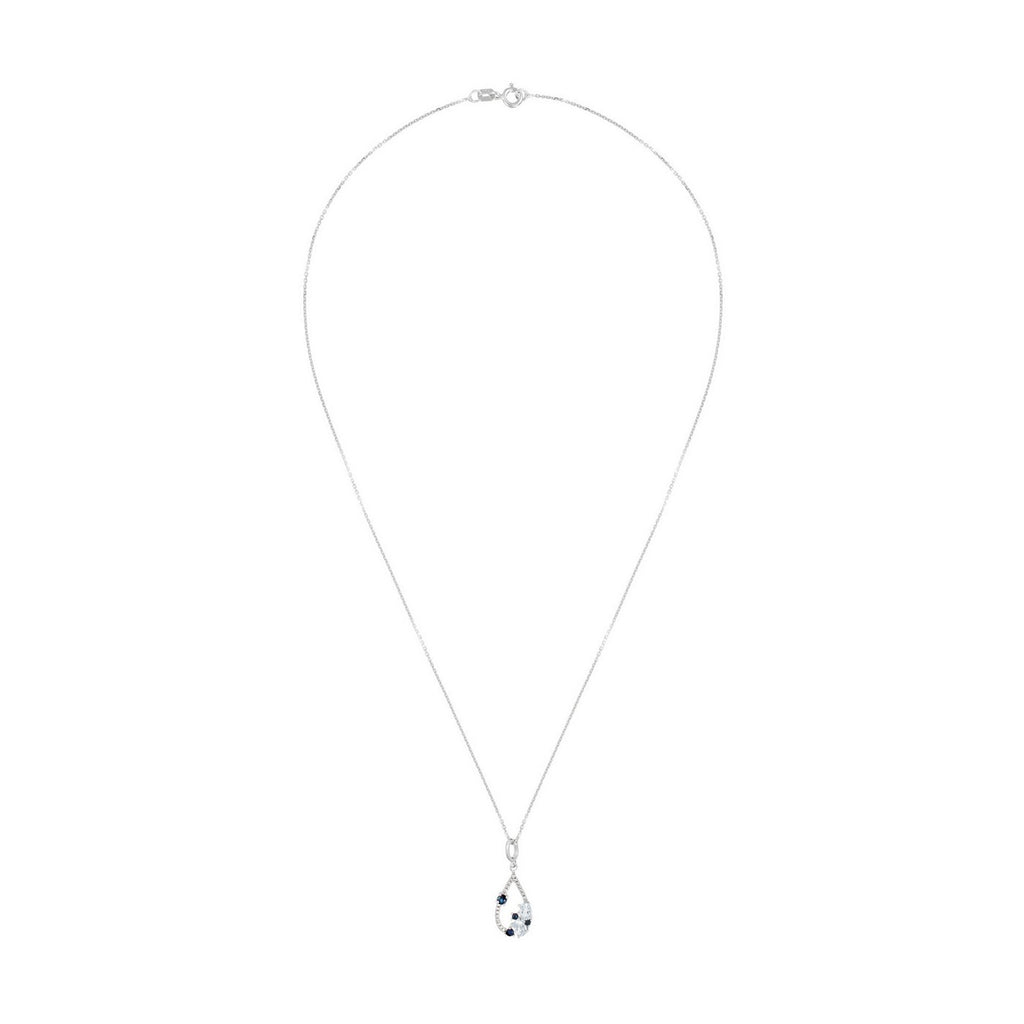 Pendente "Elisir di zaffiro" D0,01/2 e topazio blu 0,48/2 e zaffiro 0,25/4 - Oro bianco 375/1000