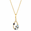 Pendentif "Saphir Elixir" Diamants 0,01/2 & Topaze Bleue 0,48/2 & Saphir 0,25/4 - Or Jaune 375/1000