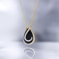 "Galapagos" Pendant D0.06/18 & Black Agate - 375/1000 Yellow Gold