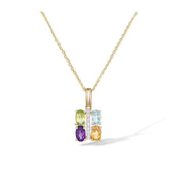 "Cayuga" pendant D0.04/7 Citrine 0.22/1 Amethyst 0.26/1 Topaz 0.35/1 & Perid