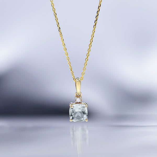 "Tonga" Pendant with 0.016/1 Diamonds &amp; 1.03/1 Green Amethyst - 375/1000 Yellow Gold