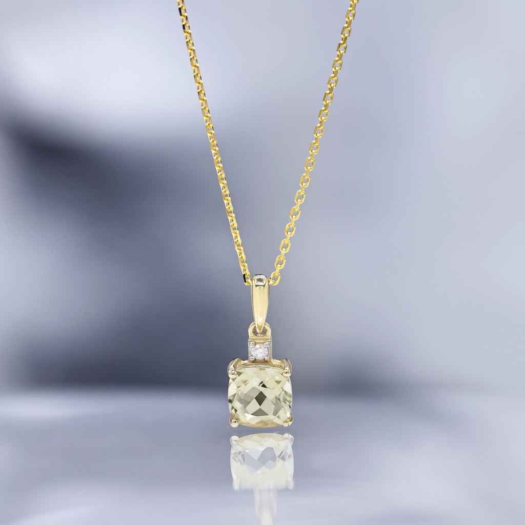 Pendentif "Tonga" Diamants 0,016/1 & Lemon Quartz 1,05/1 - Or Jaune 375/1000