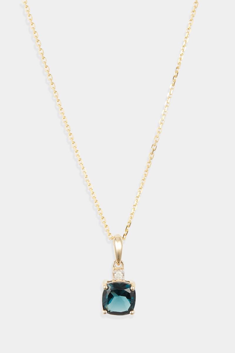 Pendentif "Tonga" D0,016/1 & London Blue Topaze 1,32/1 - Or Jaune 375/1000