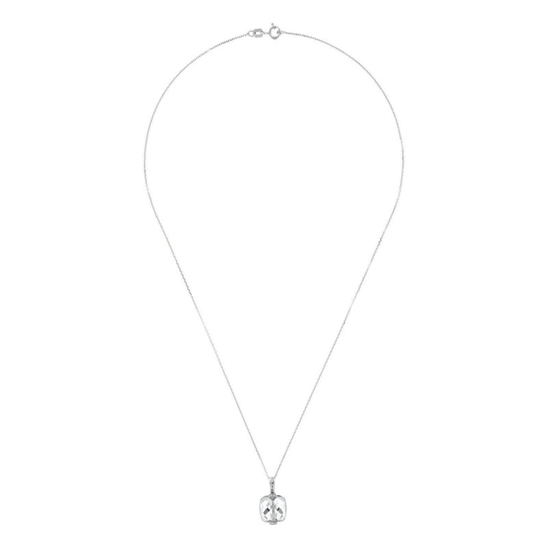 Pendentif "Amathia" Diamants 0,02/4 & Topaze Blanche 5,5/1 - Or Blanc 375/1000