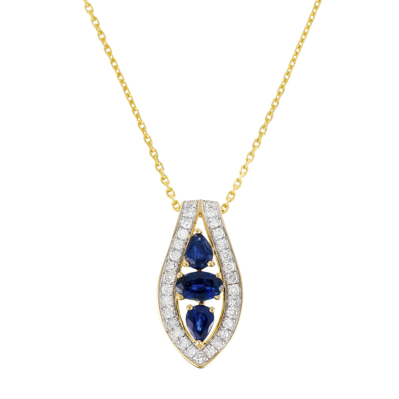 Pendentif "Westeros" Diamants 0,16/31 & Saphirs 0,85/3 - Or Jaune 375/1000