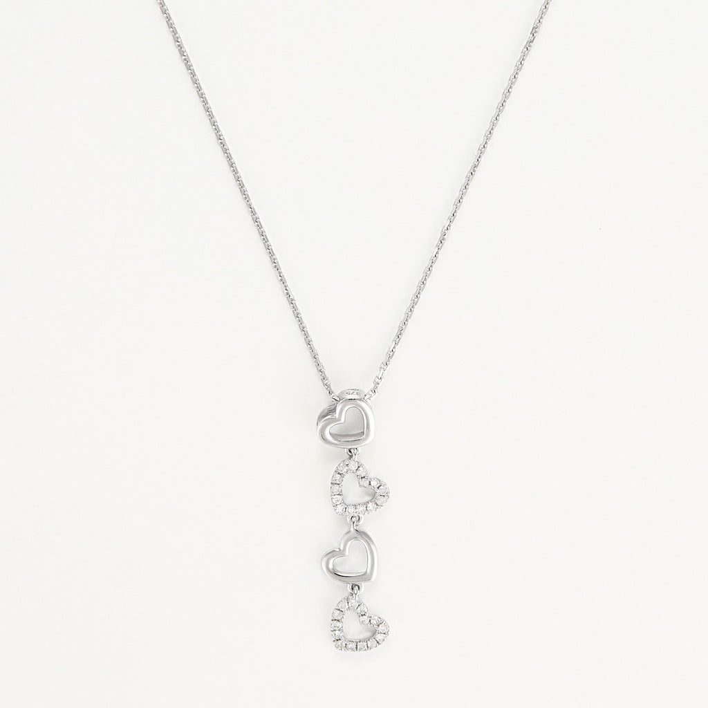 Colgante "4 Corazones" D0.13/28 - Oro blanco 375/1000