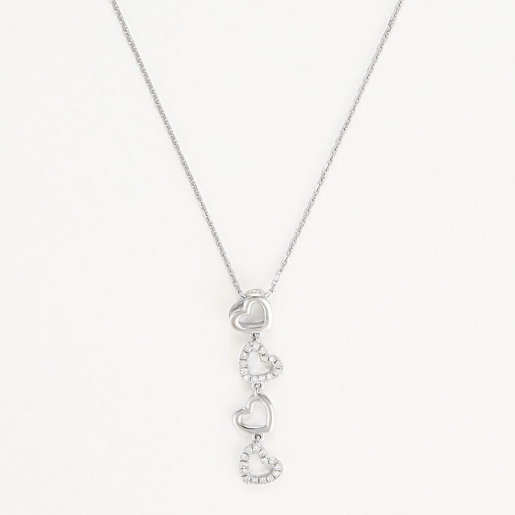 Pendentif "4 Coeurs" Diamants 0,13/28 - Or Blanc 375/1000