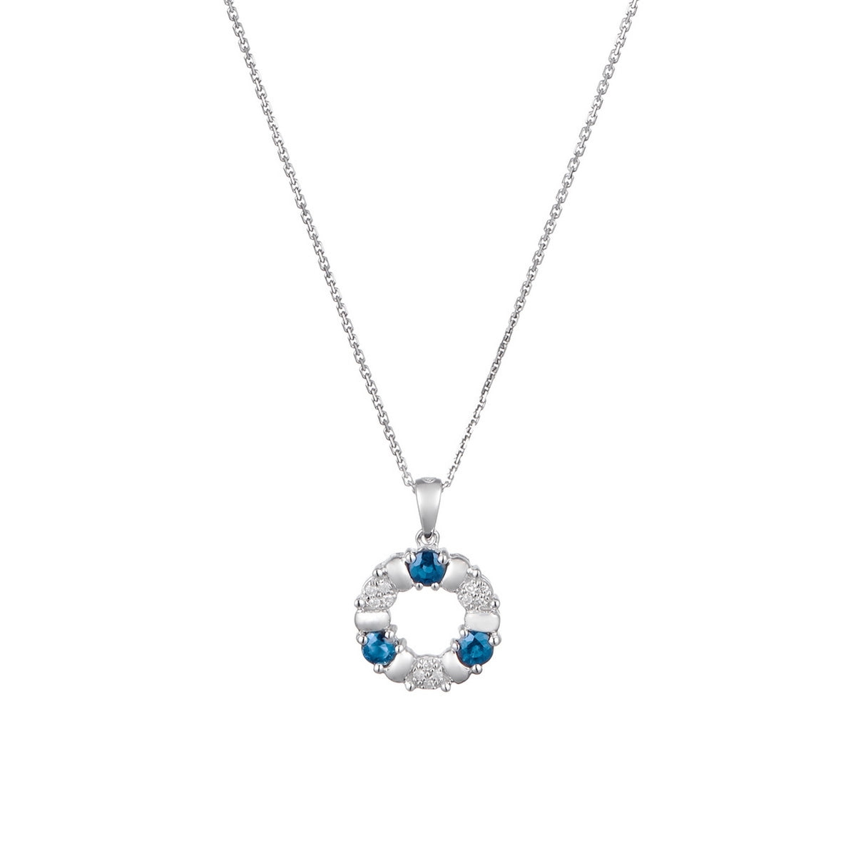 Pendentif "Port Royal" Diamants 0,05/12 & Saphirs 0,54/3 - Or Blanc 375/1000