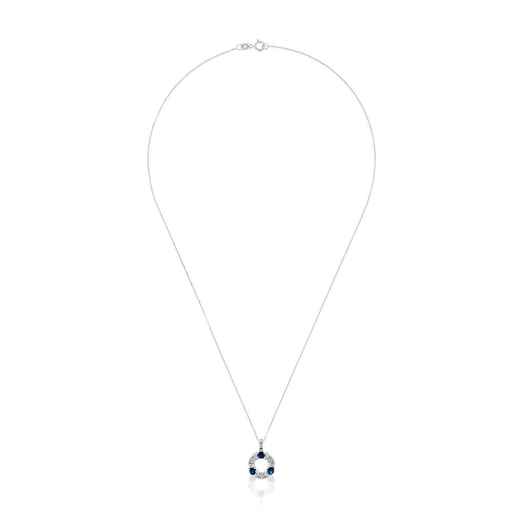 Pendentif "Port Royal" Diamants 0,05/12 & Saphirs 0,54/3 - Or Blanc 375/1000
