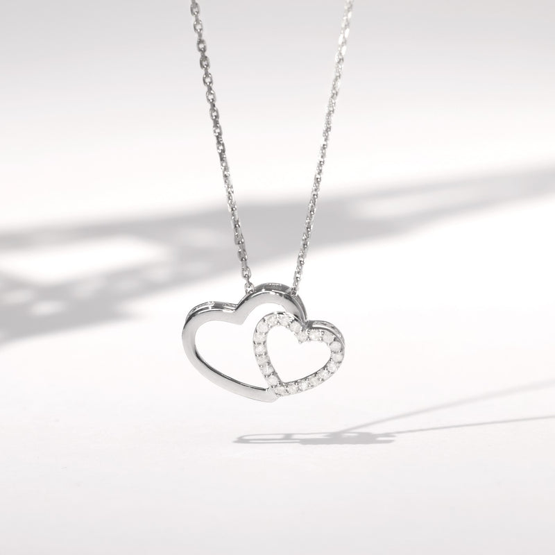 Pendentif "Two Ever" D0,11/20 - Or Blanc 375/1000