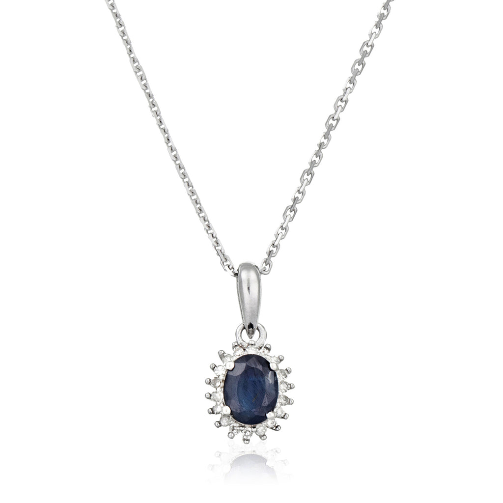 Pendentif "Abra" Diamants 0,06/18 Et Saphir 0,55/1
