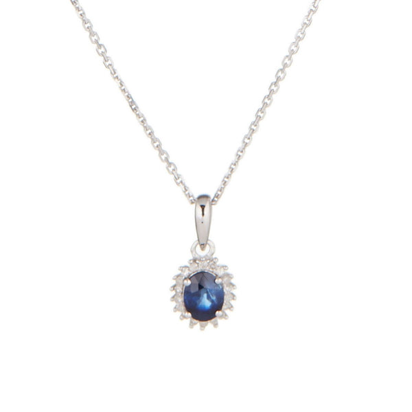 "Abra" Pendant Diamonds 0.06/18 And Sapphire 0.55/1 - 375/1000 White Gold