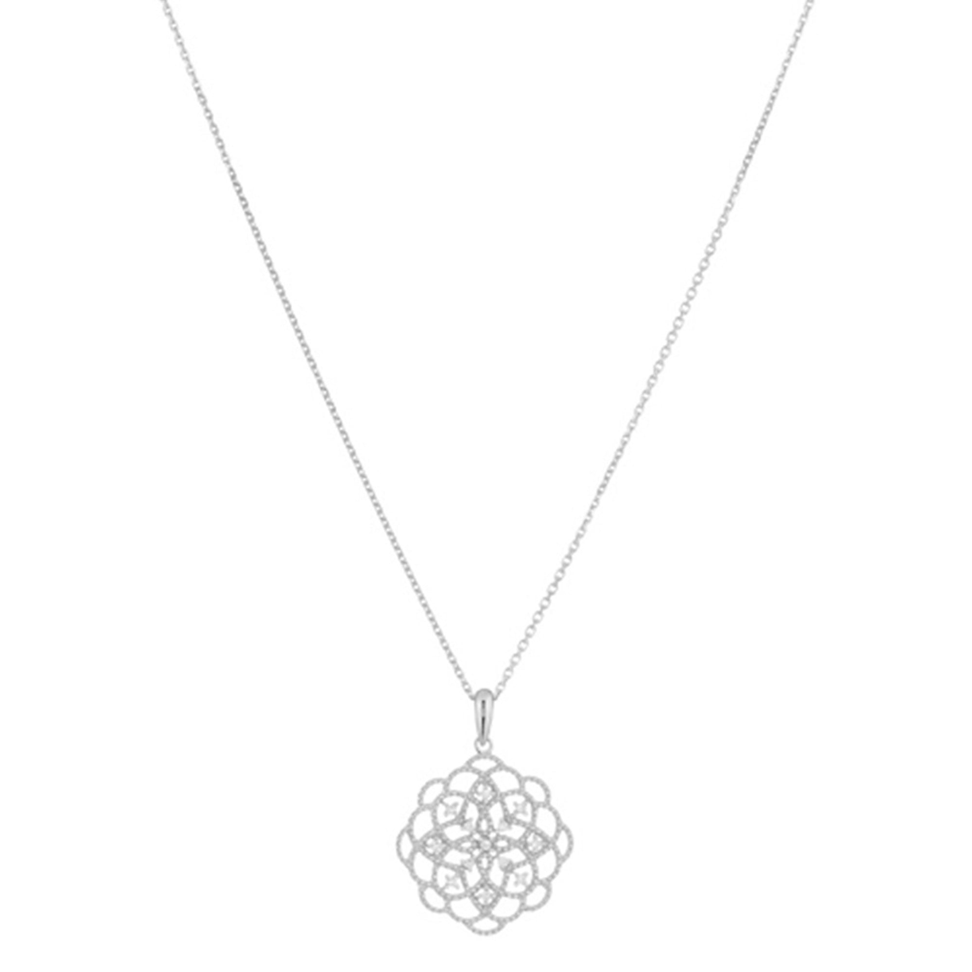 Pendentif "Dentelle" Dia0,072/13 - Or Blanc 375/1000