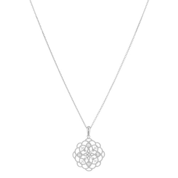 Pendentif "Dentelle" Dia0,072/13 - Or Blanc 375/1000