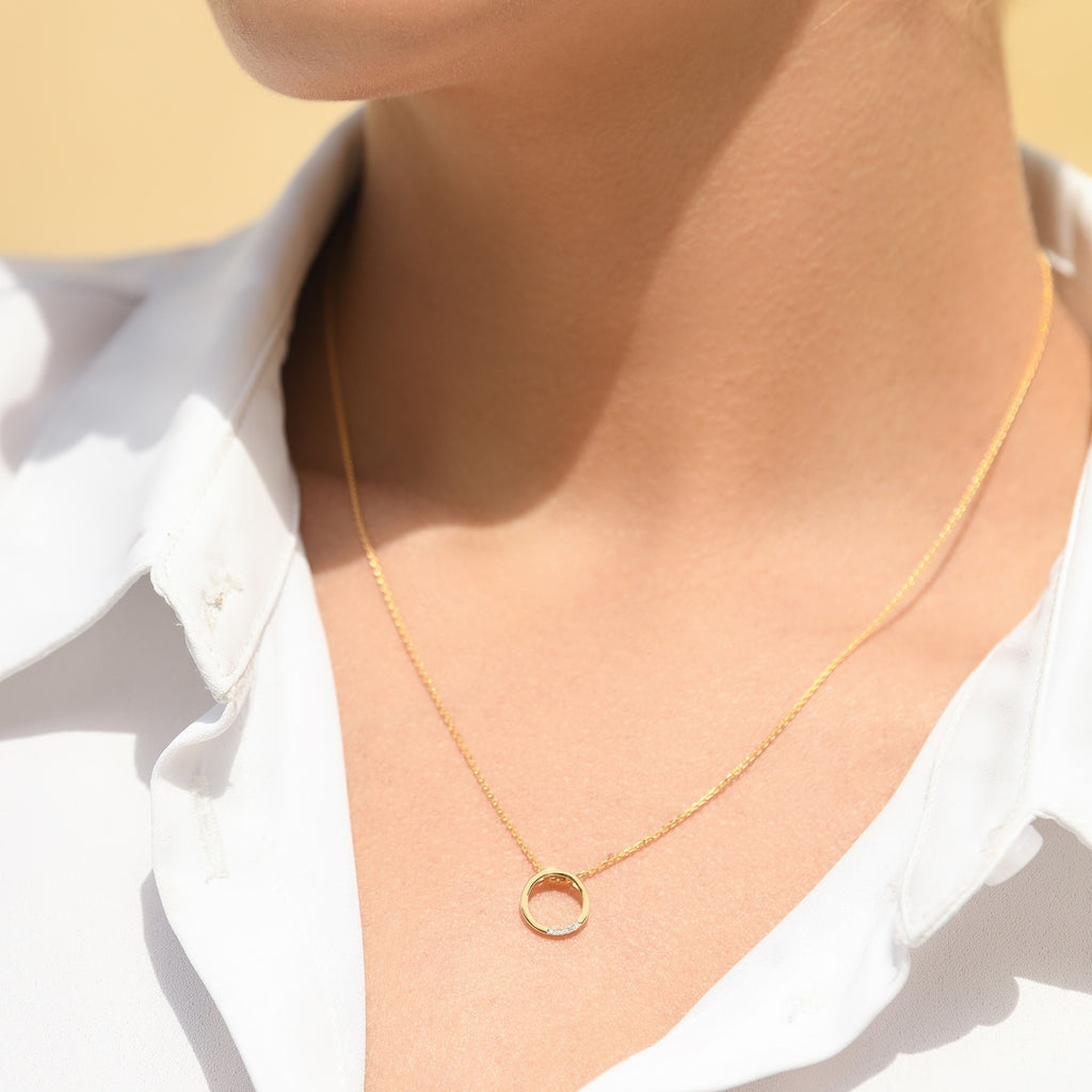 Pendentif "Cercle" Diamants 0,02/5 - Or Jaune 375/1000
