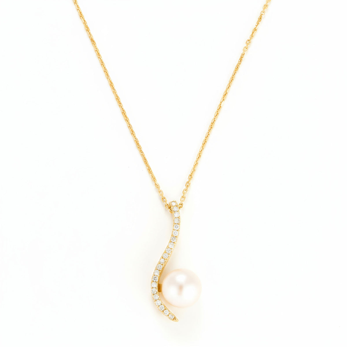 Pendentif "Vague Sublime" P 7Mm Et Diamants 0,12/21 - Or Jaune 375/1000