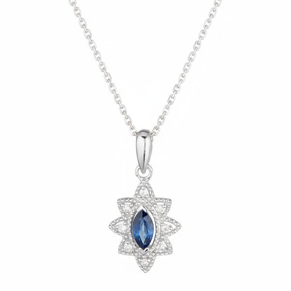 Pendentif "Solona" D 0,044/8 Saphir 0,21/2 - Or Blanc 375/1000