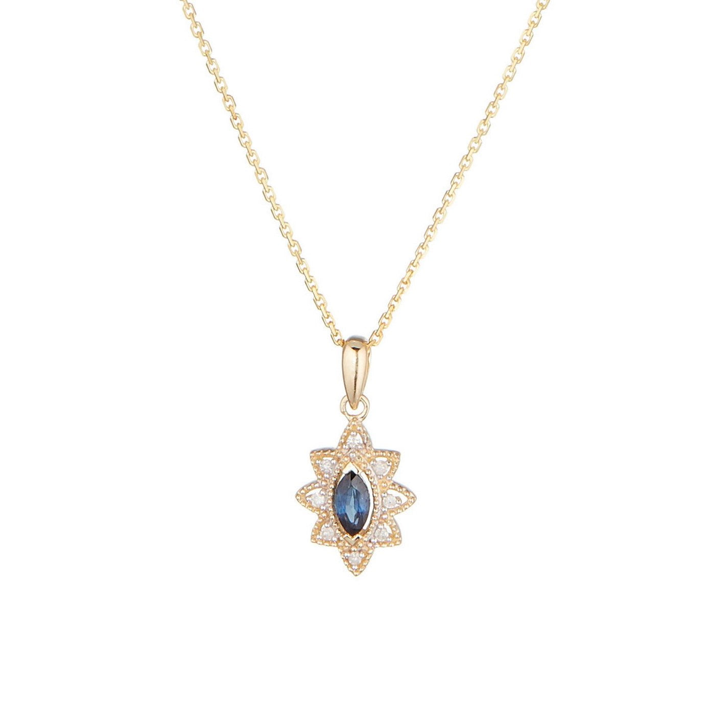 Pendentif "Solona" D 0,044/8 Saphir 0,21/2 - Or Jaune 375/1000