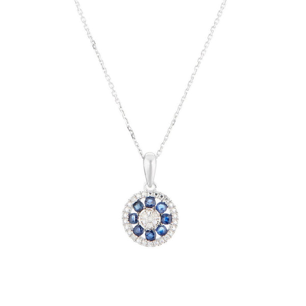"Medana" Pendant, D 0,036/8 Sapphire 0,8/8 - 375/1000 White Gold