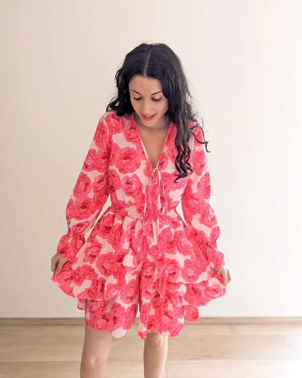 Combi-Short Fuchsia Fleurie - Tatiana