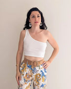 White Asymmetrical Crop Top - Ilana
