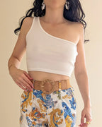 White Asymmetrical Crop Top - Ilana