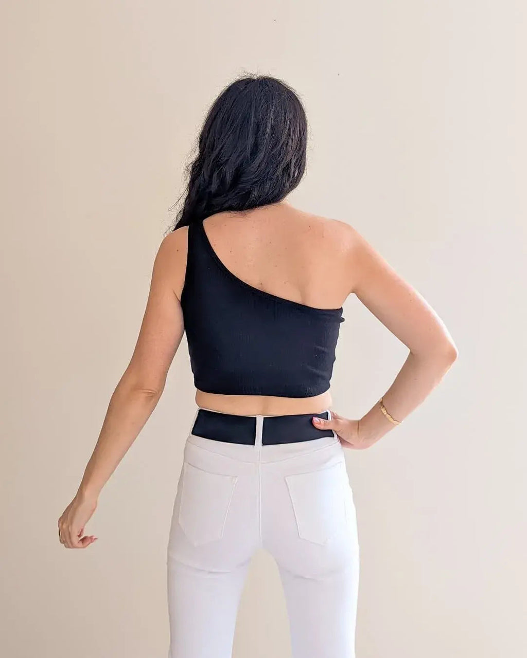Black Asymmetrical Crop Top - Ilana
