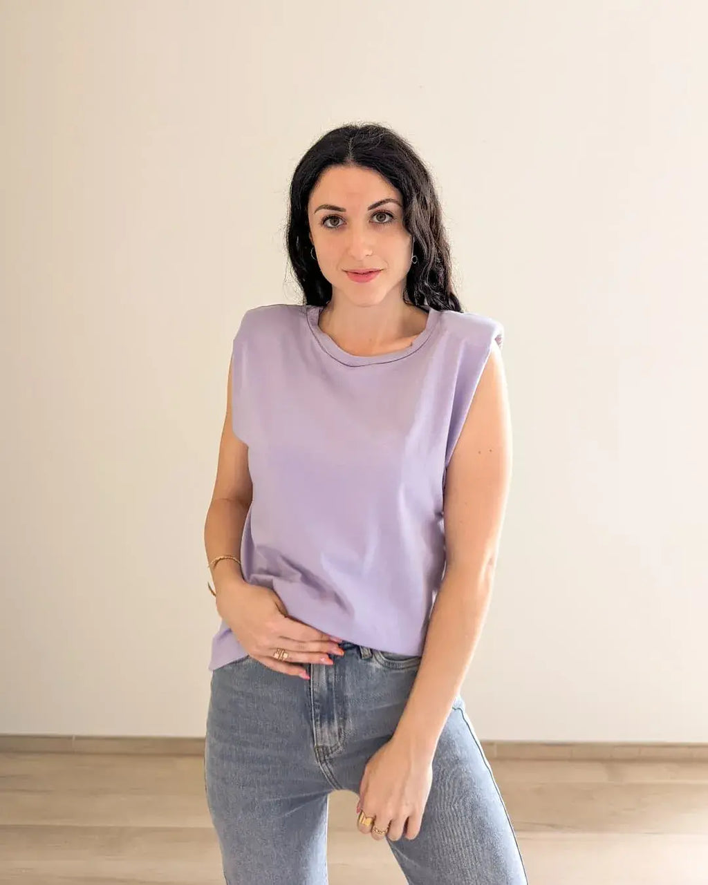 Shoulder Pads T-Shirt - Lilac