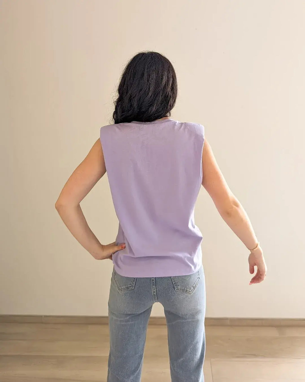 Shoulder Pads T-Shirt - Lilac