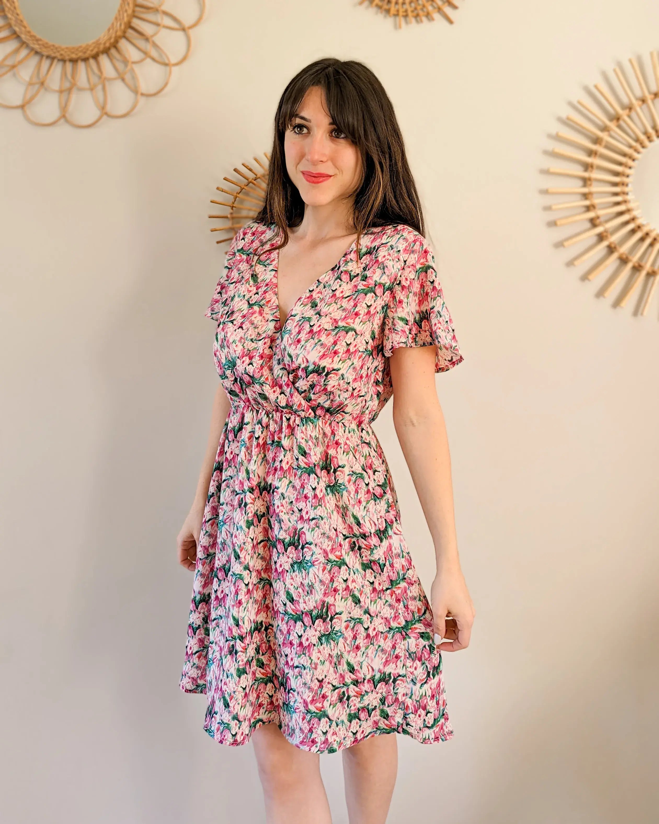 Short Floral Dress - Rosa