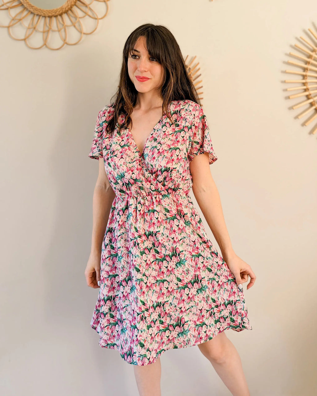 Short Floral Dress - Rosa