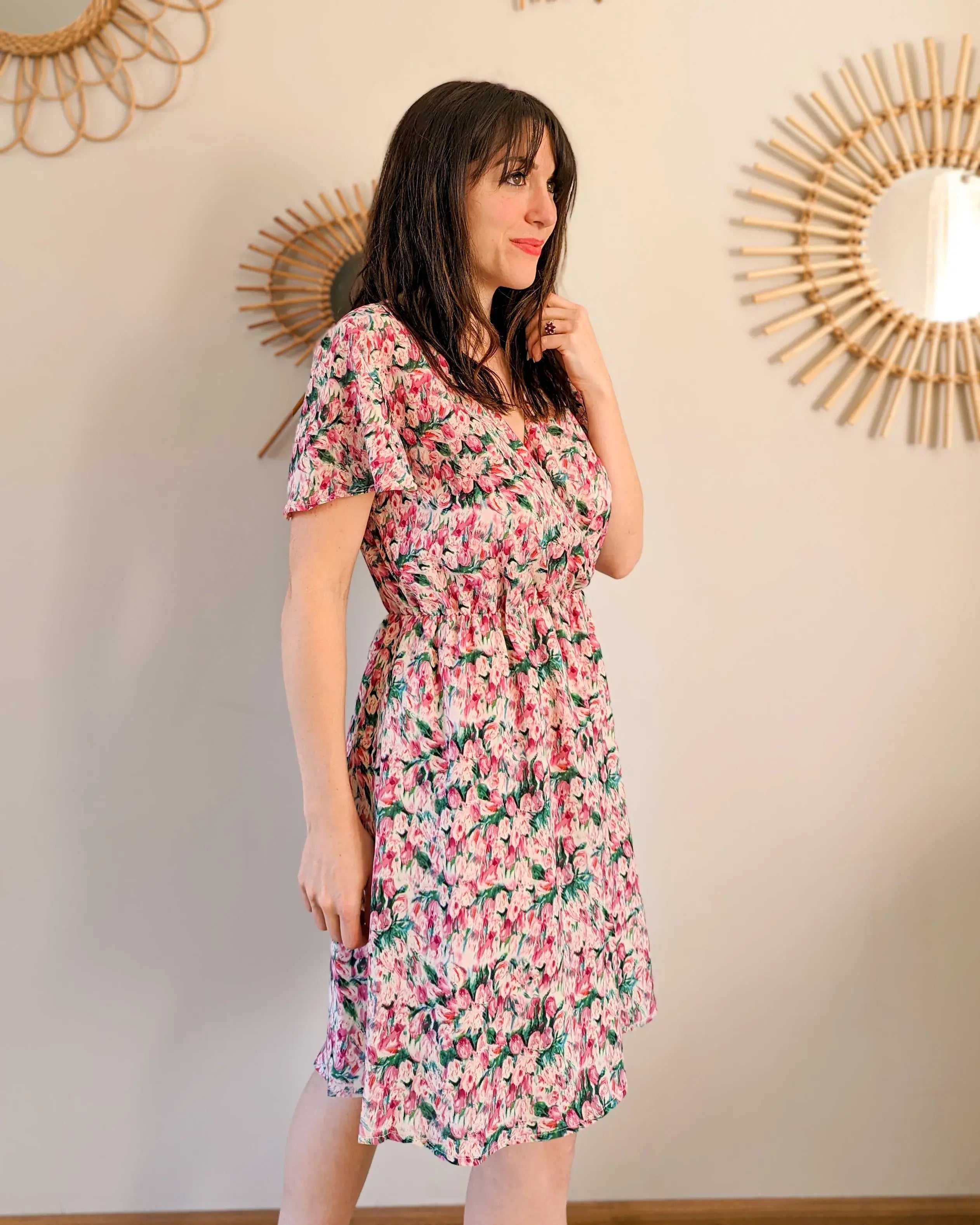 Short Floral Dress - Rosa