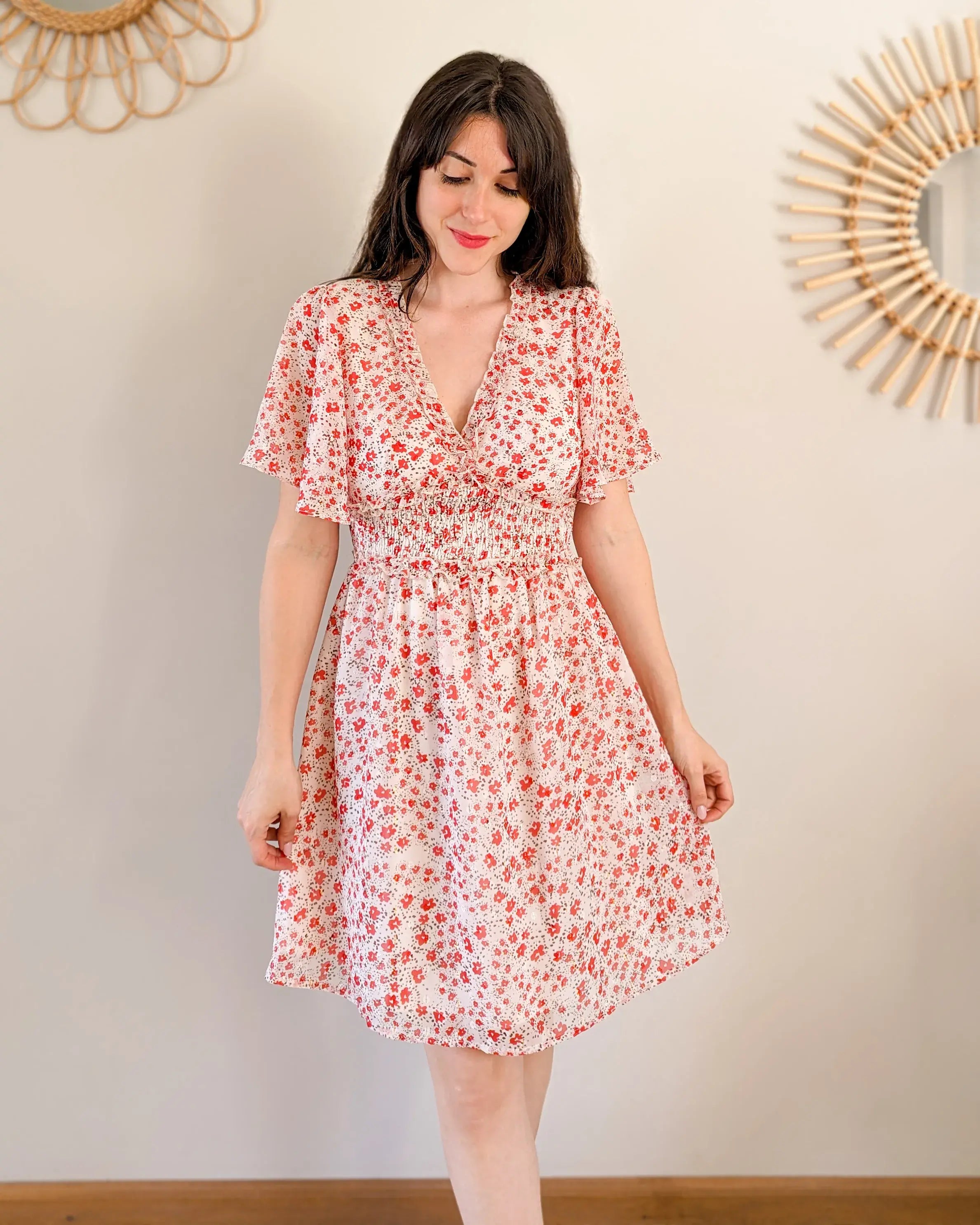 Vestido Corto Estampado Rojo - Thaïs