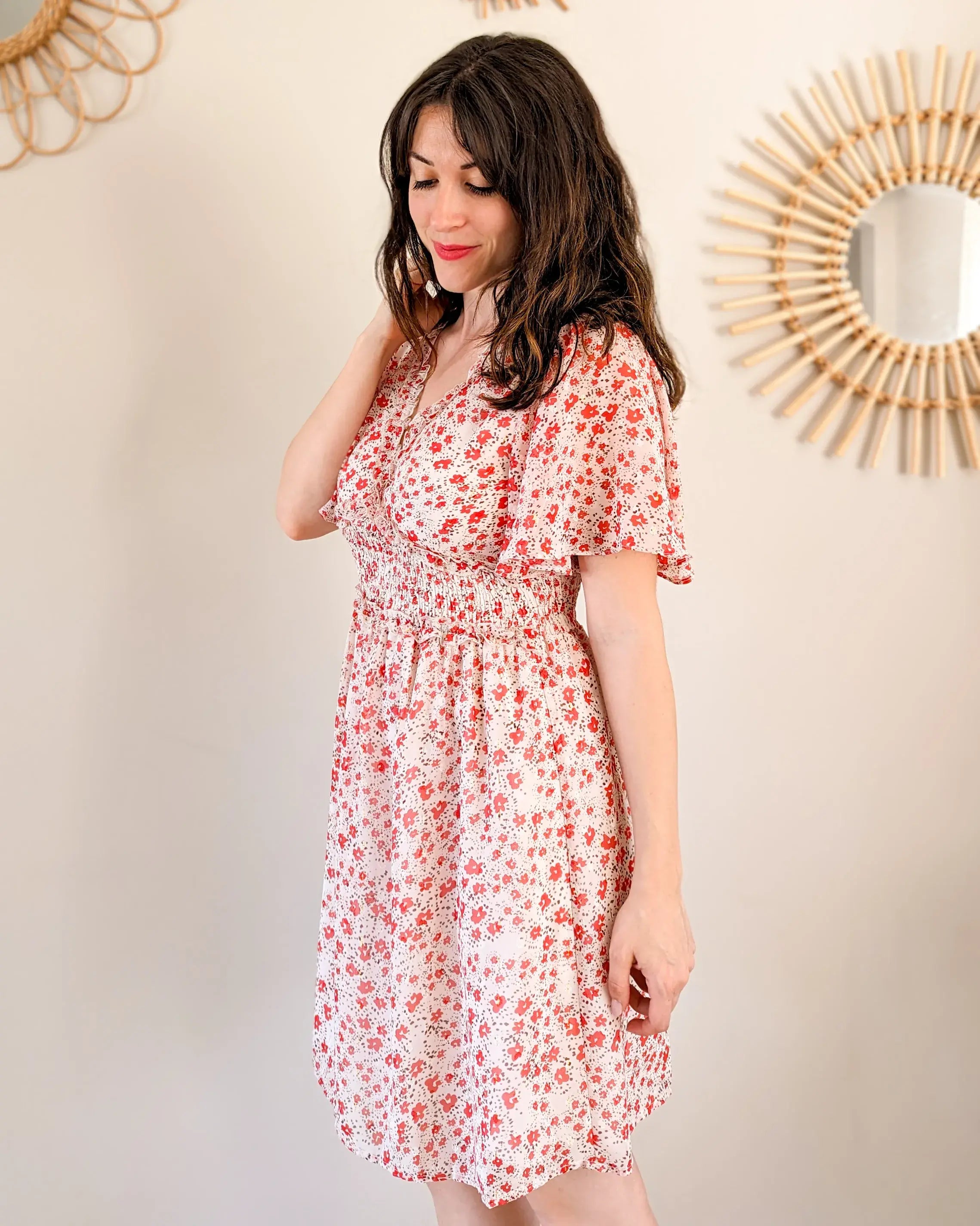 Vestido Corto Estampado Rojo - Thaïs