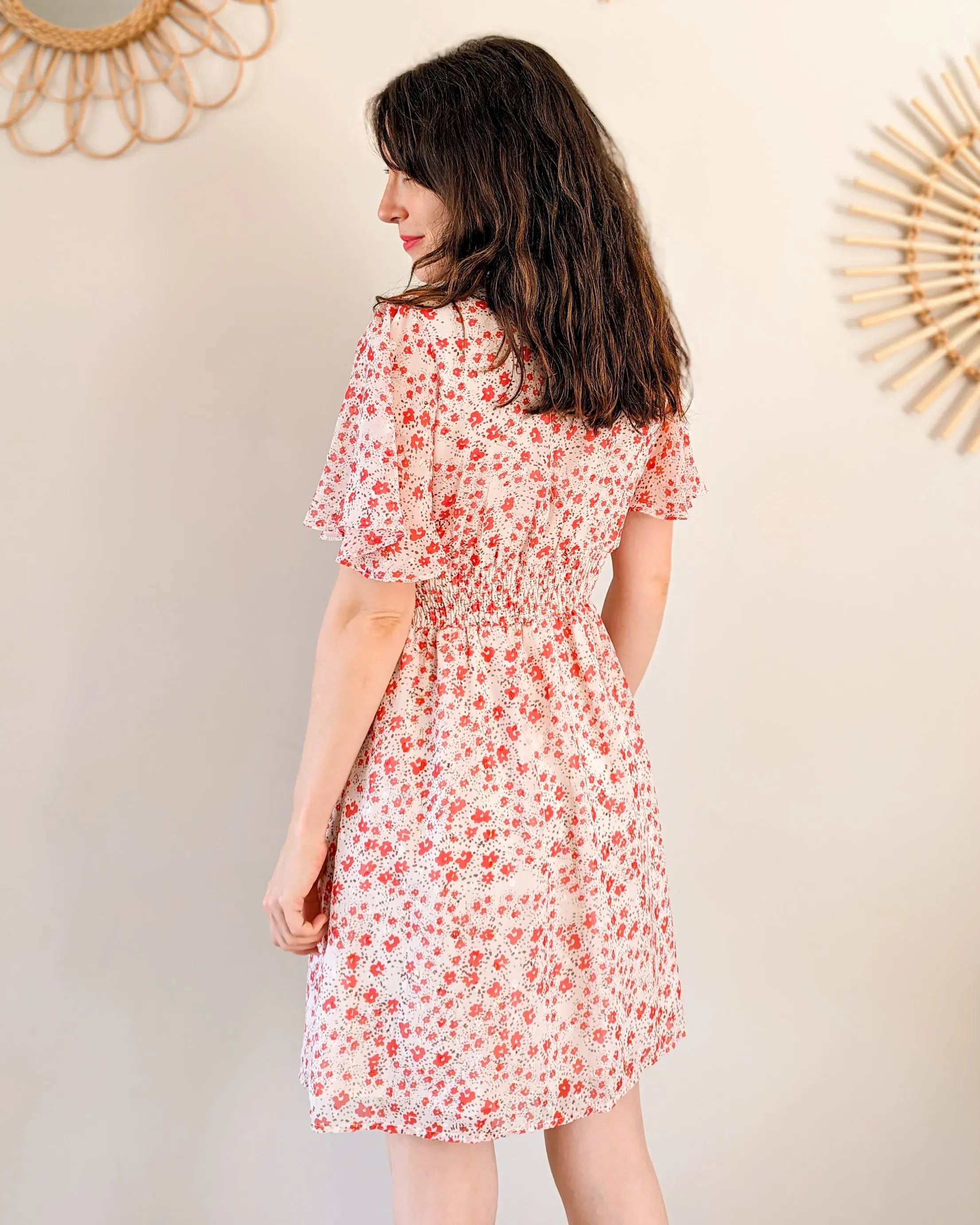 Vestido Corto Estampado Rojo - Thaïs
