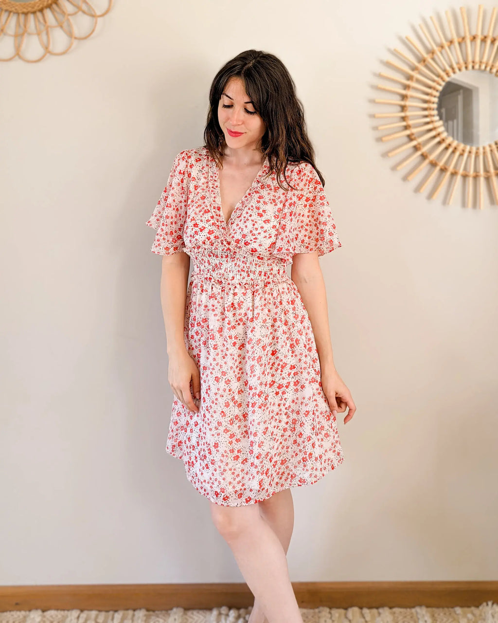 Vestido Corto Estampado Rojo - Thaïs