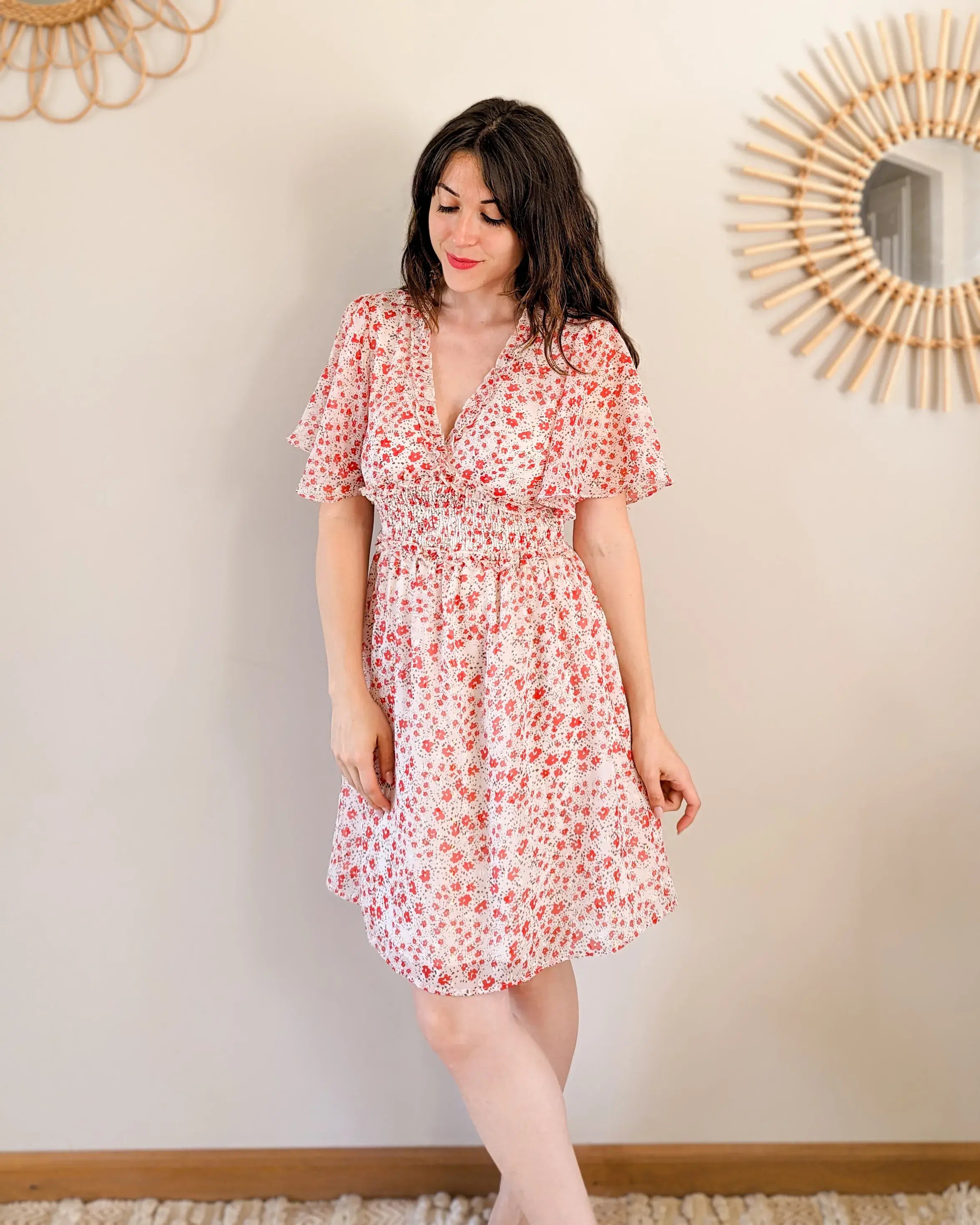 Vestido Corto Estampado Rojo - Thaïs