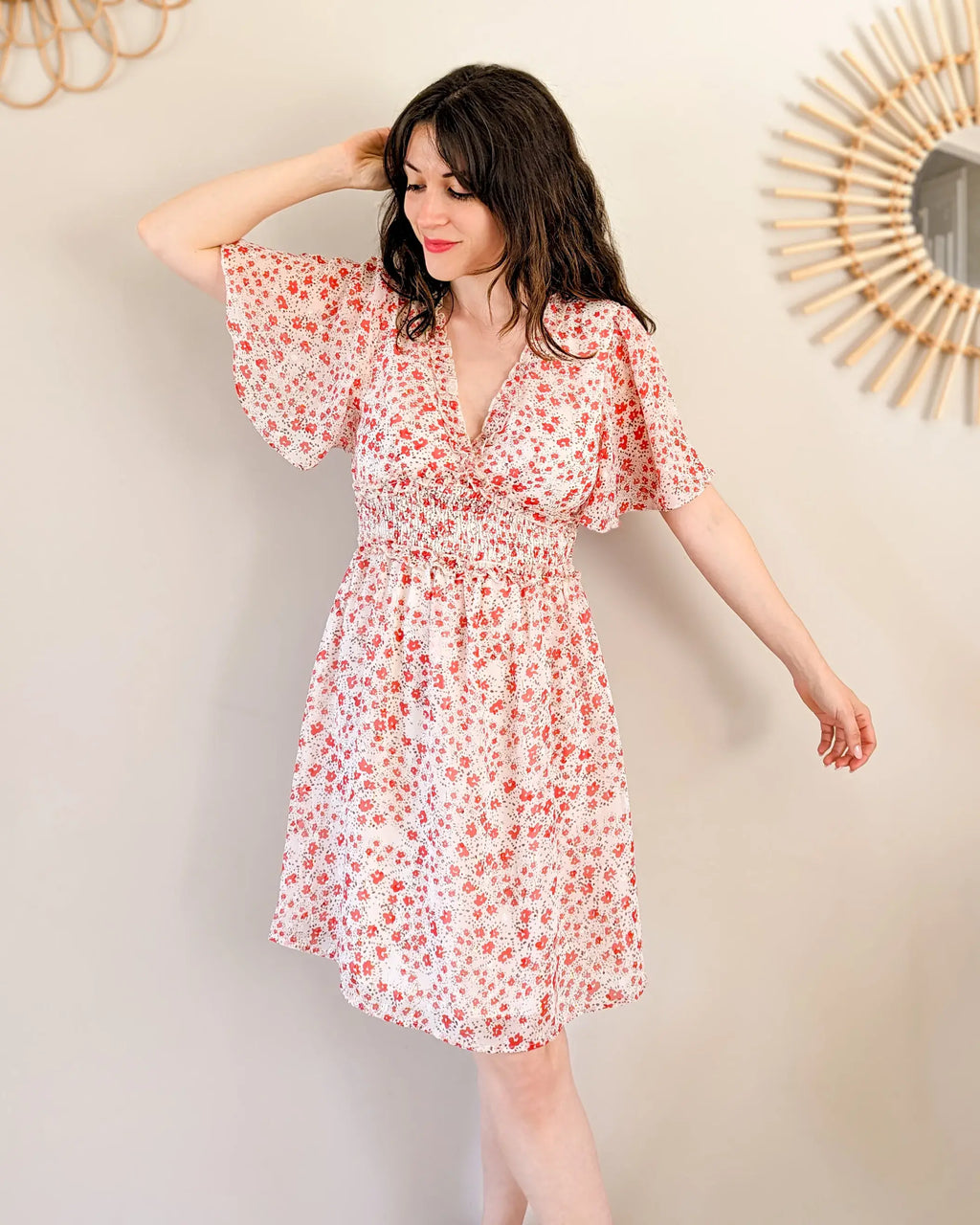 Vestido Corto Estampado Rojo - Thaïs