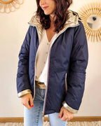 Kurze Daunenjacke Amélia – Marineblau/Gold