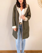 Long Elena Raincoat - Khaki/Gold
