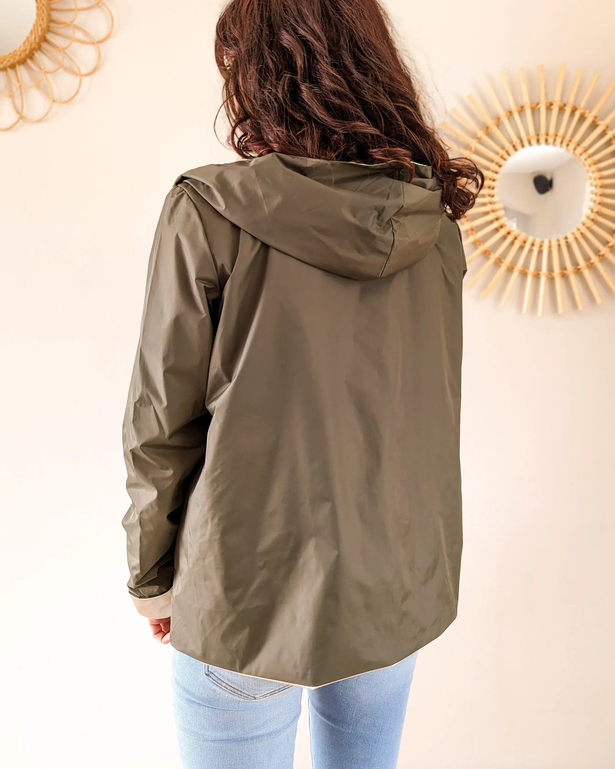 Imperméable Elena Courte - Kaki/Dorée