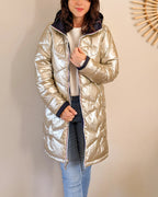Amélia Long Down Jacket - Navy/Gold