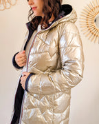 Amélia Long Down Jacket - Navy/Gold