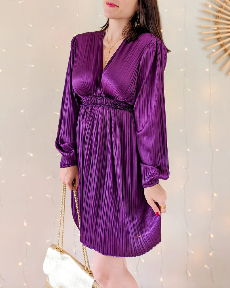 Robe Plissée Violette - Wendy