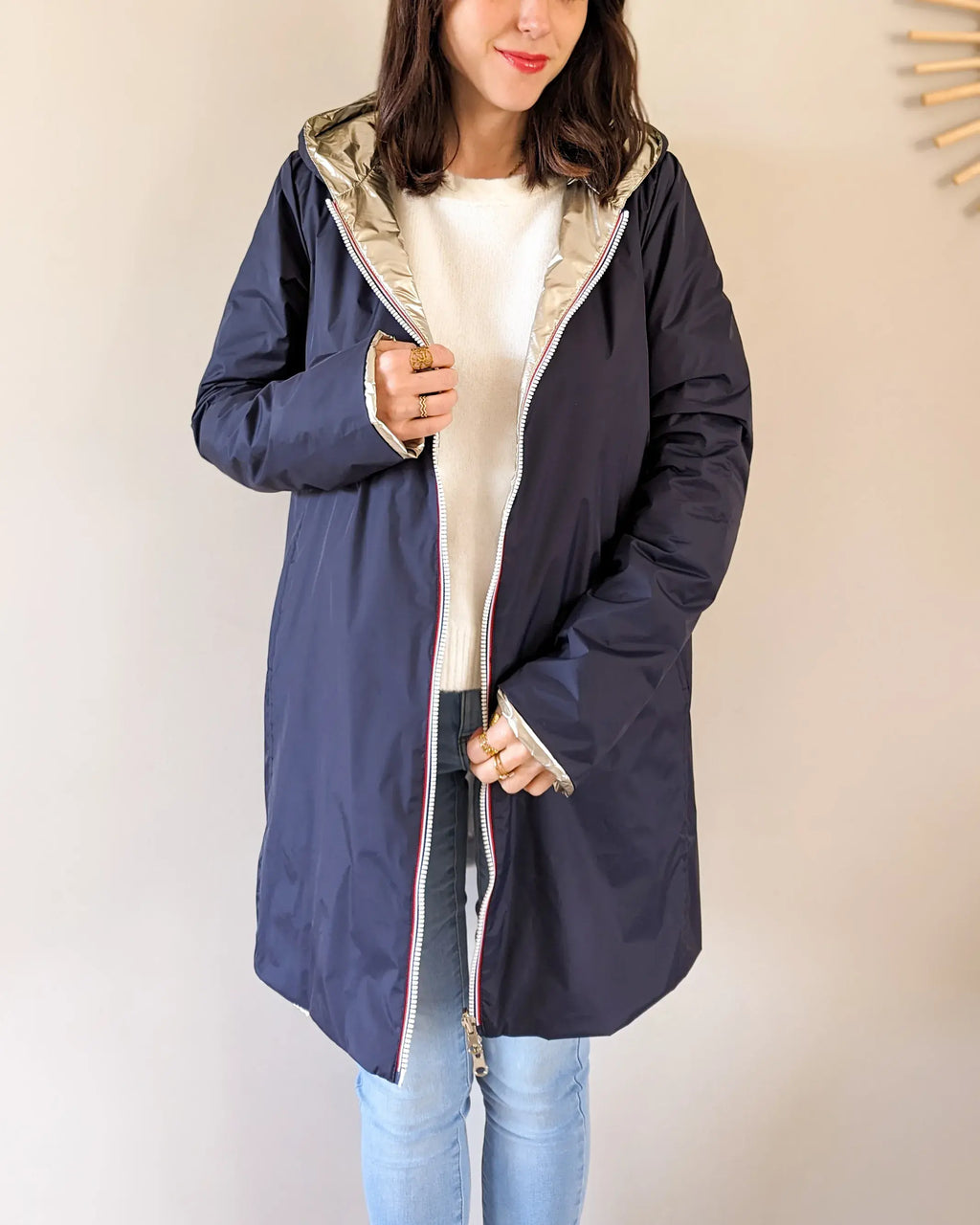 Regenjas Mandy Lang - Marineblauw/Goud