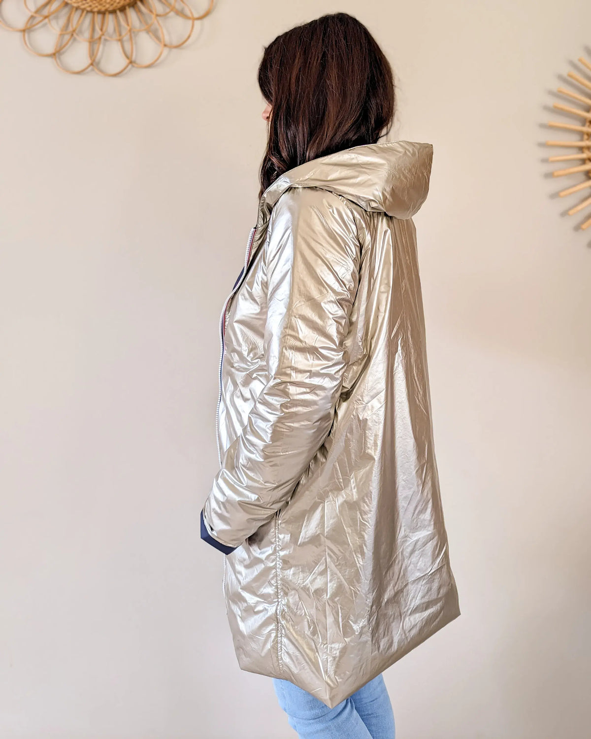 Regenjas Mandy Lang - Marineblauw/Goud