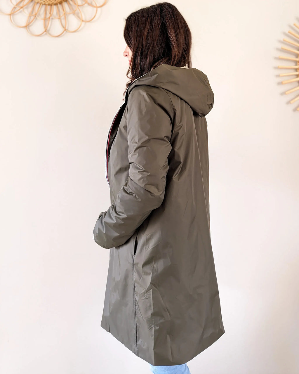 Regenjas Mandy Lang - Khaki/Goud